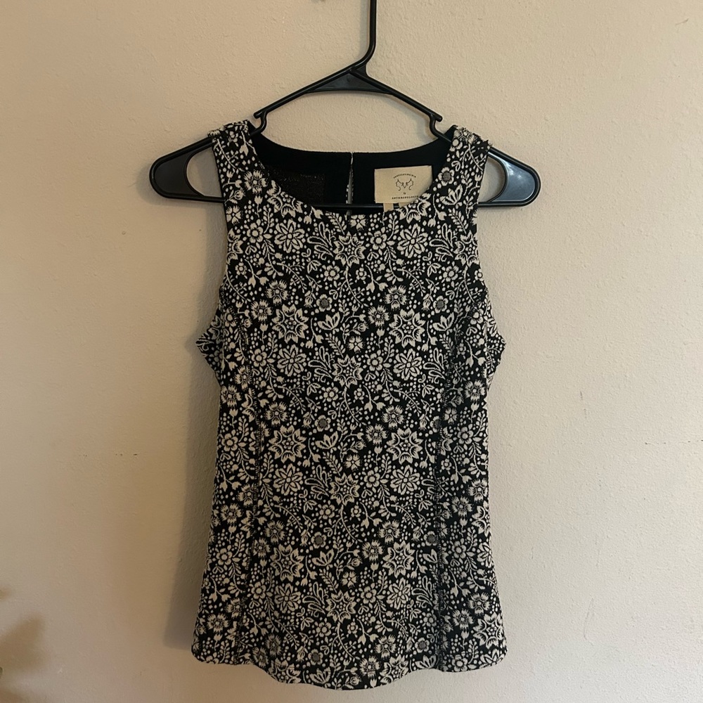 Anthropologie Vanessa Virginia Floral Peplum Lace Up Corset Blouse XSmall Black - Picture 2 of 6